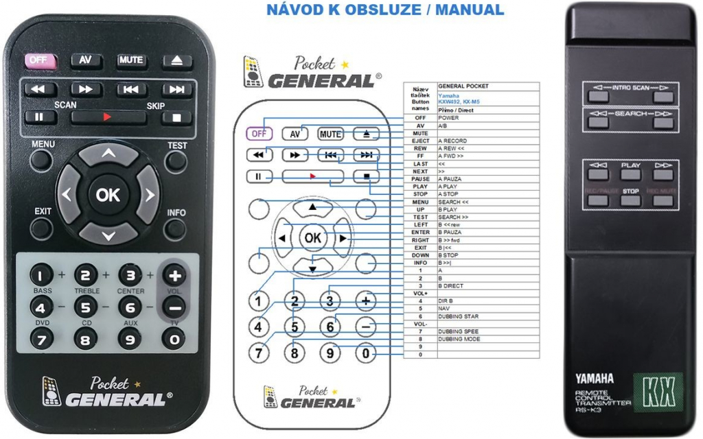 Diaľkový ovládač General Yamaha RS-K3