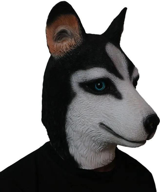 Pes Husky silikónová maska na tvár a hlavu pre deti aj