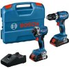 Bosch - 18V AKU súprava vŕtačky s príklepom GSB 18V-45 a rázového uťahovača GDR 18V-215, 2x aku 4,0 Ah Li-Ion, nabíjačka 0615A50069