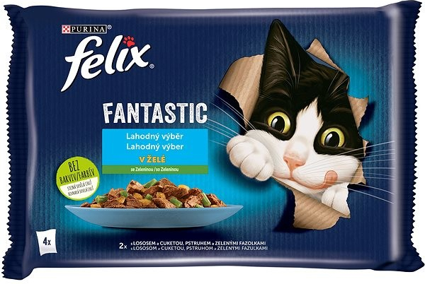 FELIX Fantastic s lososom a cuketou so pstruhom a zel. fazuľou v želé 4 x 85 g