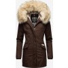 Navahoo Cristal dámska zimná bunda s kapucňou a kožušinou dark choco