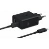 EP-T5020XBE Samsung Dual USB-C 50W Cestovní nabíječka + USB-C Datový Kabel Black