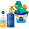 NIVEA SUN Krém na opaľovanie na tvár + Ochranný sprej pre deti + Hračky