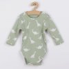 Dojčenské bavlnené body s dlhým rukávom Nicol Ivo zelená
