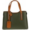 NovaKabelka.sk Isidora Verde Scura Camel Piccola kožená talianska kabelka zelená