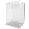 Mexen Kioto, sprchová zástena Walk-In 140 x 200 cm, 8mm číre sklo-námraza, zlatý matný profil, 800-140-002-55-35