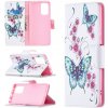 Peňaženkové kožené puzdro DRAWING na Xiaomi Redmi Note 10 Pro - Peach Blossom Butterfly