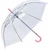 Clayre & Eef transparetný dáždnik s ružovým držadlom pre dospelých