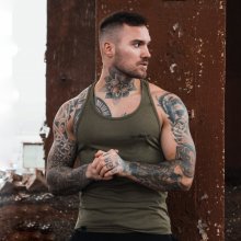 GymBeam Stringer tank Top Heather Olive Green