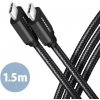 AXAGON BUCM3-CM15AB, SPEED kabel USB-C USB-C, 1.5m, USB 3.2 Gen 1, PD 60W 3A, ALU, oplet, černý