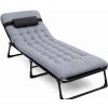 Skladacie turistické lôžko premium 200 × 68 cm čierno-sivé