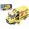 Teddies Auto ambulancie plast 20cm na zotrvačník na batérie so zvukom sa svetlom v krabici 26x15x12cm