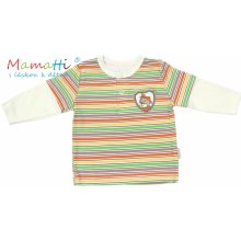Polo tričko dlhý rukáv Mamatti CAR krémové farebné prúžky