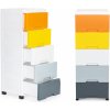 Regál na knihy s 5 výsuvnými zásuvkami nohy s kolieskami ModernHome PJJCBS0022-05B