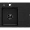 Mexen Ben, 1-komorový granitový drez 600x500x190 mm, ľavý + čierny sifón, čierna, 6522605000-77-B