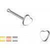 Šperky eshop - Piercing do nosa z chirurgickej ocele, malé symetrické srdiečko PC22.39 - Farba piercing: Strieborná