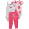 CARTERS CARTER'S Set 3dielny legíny, body kr. rukáv, body na ramienka Pink Raspberry dievča 24m