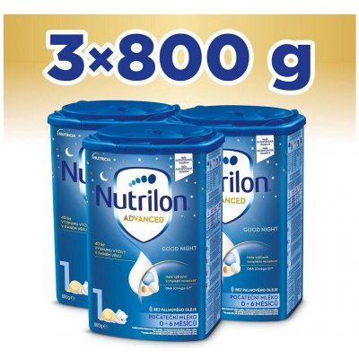 3x NUTRILON 1 Advanced Good Night počiatočné dojčenské mlieko od narodenia 800 g VP-F110746