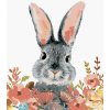 Maľovanie podľa čísel Králik s farebnými kvetinkami, 80x100 cm, bez rámu a bez vypnutia plátna (6055762)