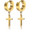 Ewena Náušnice z ocele s krížikom 10x15 mm Gold + Darčekové balenie