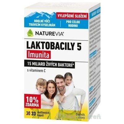 SWISS NATUREVIA LAKTOBACILY "5" s vitamínom C 33 cps