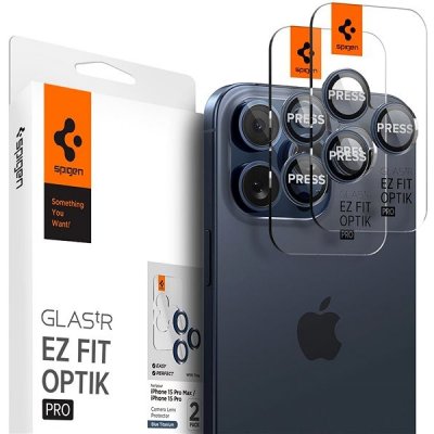 Spigen Glass tR EZ Fit Optik Pro 2 Pack Blue Titanium iPhone 15 Pro/15 Pro Max AGL07164