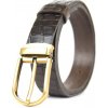 Kožený opasok s dezénom CLASSIC BRASS, šírka 3.3cm, CROCO dezén - tmavo hnedá (VDCLASSIC-BRASS-CR)