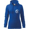 Volejbal lopta prso - Mikina dámska trendy zipper s kapucňou - 2XL ( Kráľovská modrá )