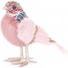 Vtáčik MagicHome Vianoce, ružový, 20x8x14 cm, páperový