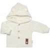 Baby Nellys Elegantný pletený svetrík s gombíkmi a kapucňou s uškami Baby Nellys, ecru Velikost koj. oblečení: 68 (3-6m)