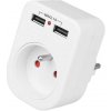 Zásuvka s uzemnením 1P + Z, 10A 250V 2xUSB 2,1A.