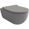 Bocchi V-Tondo - Závesné WC 545x360 mm Rimless + slim sedátko, SoftClose - SET, šedá matná