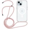AppleKing transparentný kryt so šnúrkou a MagSafe pre iPhone 15 Plus - ružový - možnosť vrátiť tovar ZADARMO do 30tich dní