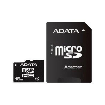 ADATA microSDHC 16GB class 4 + adapter AUSDH16GCL4-RA1