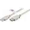 Kábel USB 2.0 A-A M/F 3m, High Speed, predlžovací, sivý, CERT