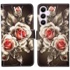 Knižkové puzdro Trendy Cross case Ruže na čiernom – Samsung Galaxy A55 5G