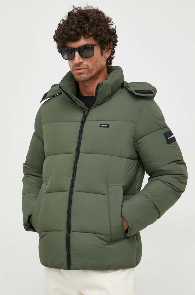 Calvin Klein bunda pánska zelená zimná K10K110336