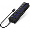 CONNECT IT Mighty Switch 2 USB-A hub, (4xUSB-A 3.0, 3xUSB-A 2.0), externí, ČERNÝ CHU-5410-BK