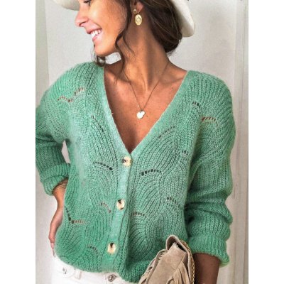 OMG dámska pletený sveter s gombíkmi Rico zelená