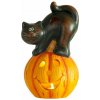 Dekorácia MagicHome Nature, Tekvica LED, mačka, keramika, 22 cm