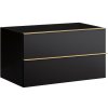 CERANO - Kúpeľňová skrinka pod umývadlo s úchytkou Velora - čierna matná, zlatá úchytka - 99x53x46 cm