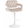 Design-Shop Barová stolička Dublin - zamat, biely rám Krémová
