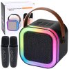 Bezdrôtová karaoke sada s LED svetlami a dvoma mikrofónmi