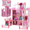 KIK Domček pre bábiky ružová DIY 4 úrovne nábytku