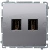 Zásuvka 2xHDMI nerez metal. SIMON Basic (simon)