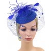 B-TOP Dámsky fascinátor klobúčik s perím a závojom - modrý