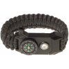 Paracord náramok s kompasom a svetlom čierny (taktický náramok na prežitie)