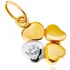 Šperky eshop - Prívesok v 14K zlate - dvojfarebný štvorlístok pre šťastie, číry zirkón GG18.24