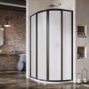Ravak Supernova sprchovací kút 90x90 cm polkruhová čierna matné/materiál polystyrén 3117O30211