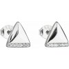 Strieborné náušnice pecka so zirkónom biely trojuholník 11133.1
